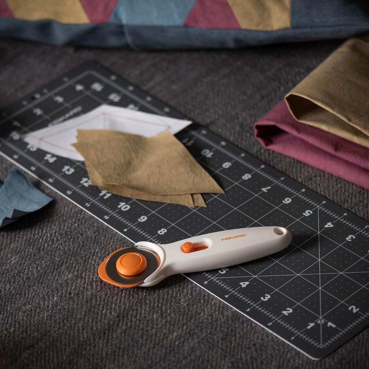 45mm Rotary Cutter for Fabric, Premium Steel Stick Fabric Cutter Cuts Through Multiple Layers, Right and Left Handed, Easy and Safe Blade Change, Arts and Crafts, Sewing and Quilting Tools